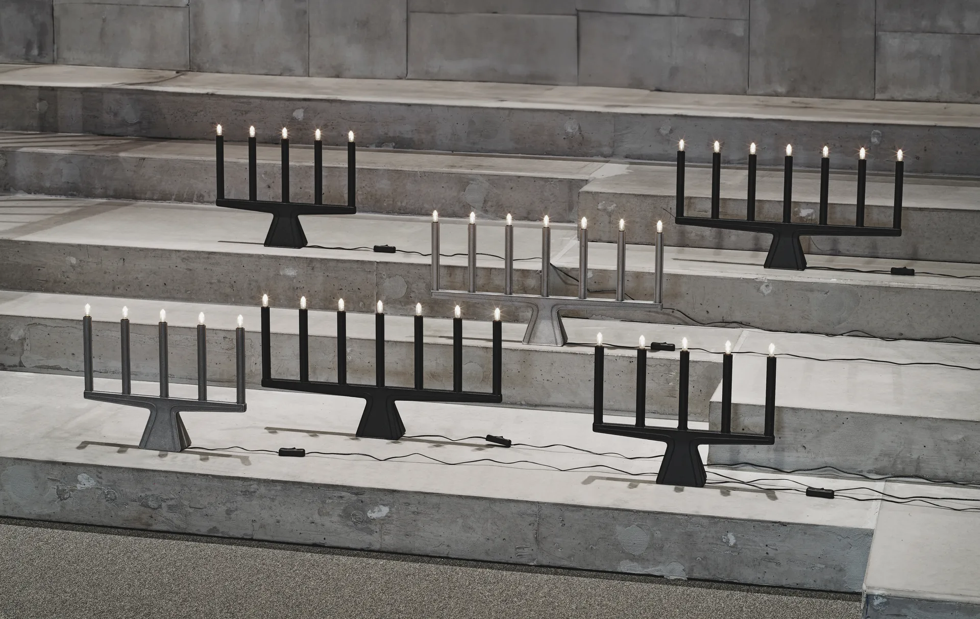Stella 7 adventslysestake 60 cm, Rå aluminium SMD Design