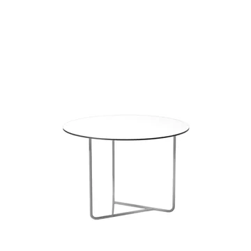 Tellus sofabord - hvit, kromstativ, H 44 D 64 - SMD Design