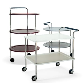 Trolley Round basic serveringsvogn - lysegrå, kromstativ - SMD Design