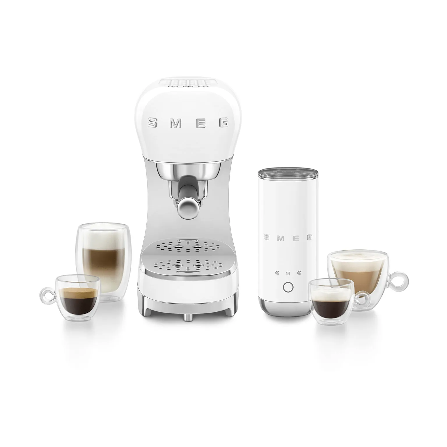 Smeg 50's Style espressomaskin med melkeskummer, Hvit Smeg