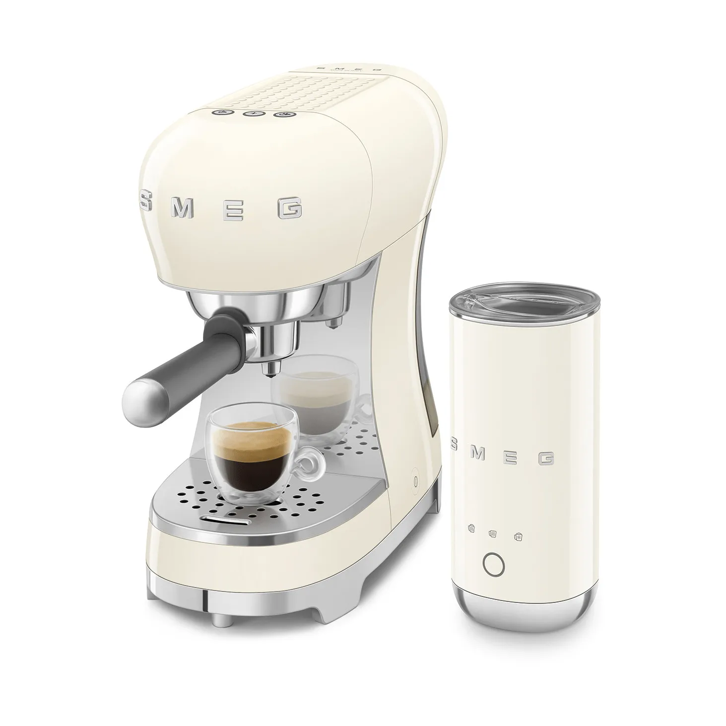 Smeg 50's Style espressomaskin med melkeskummer, Krem Smeg