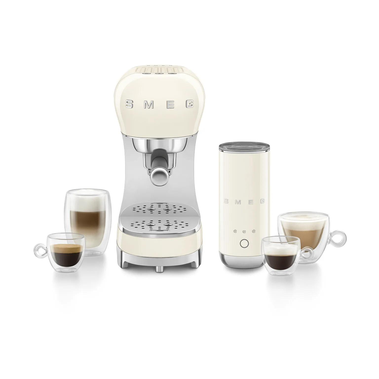 Smeg 50's Style espressomaskin med melkeskummer, Krem Smeg