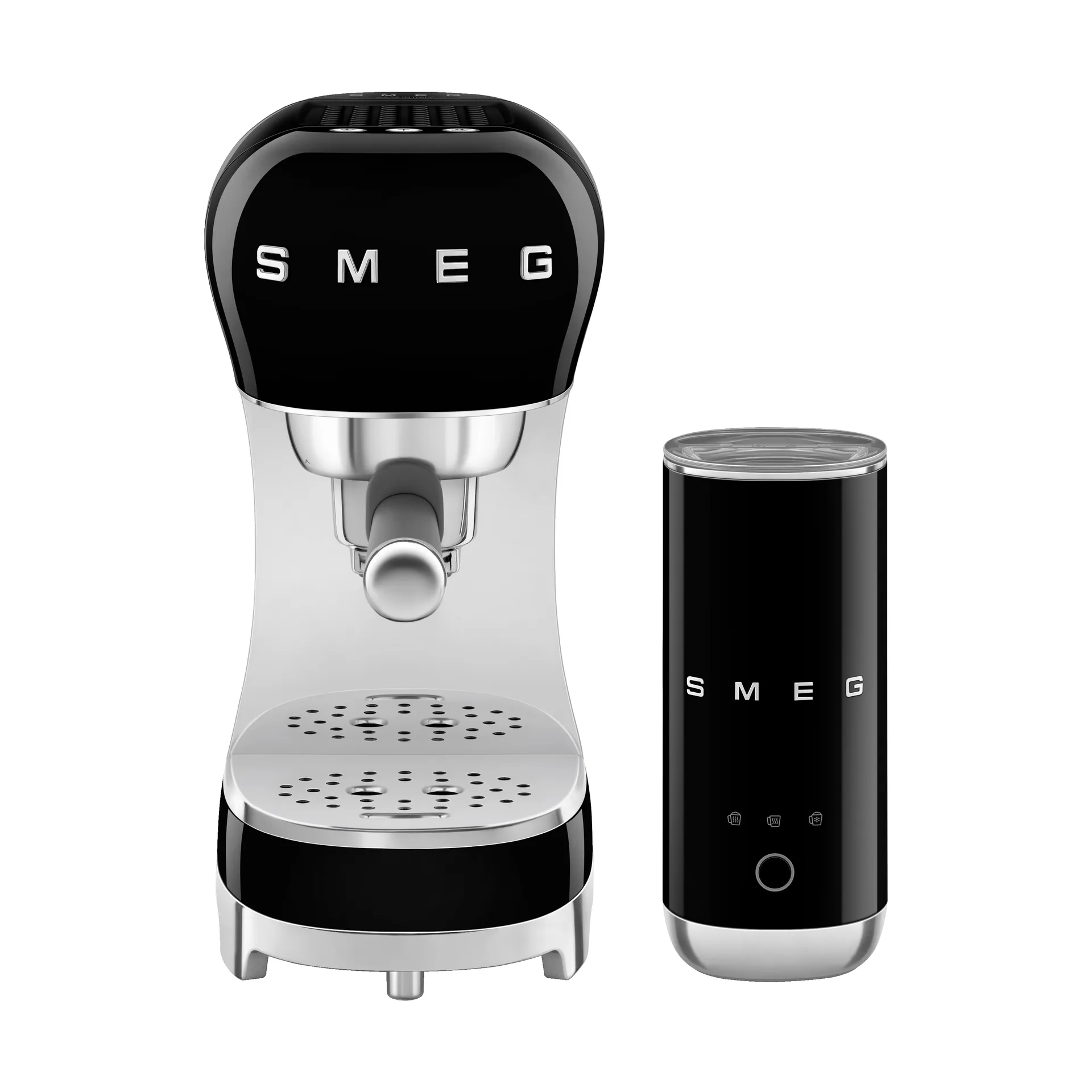 Smeg 50's Style espressomaskin med melkeskummer, Svart Smeg
