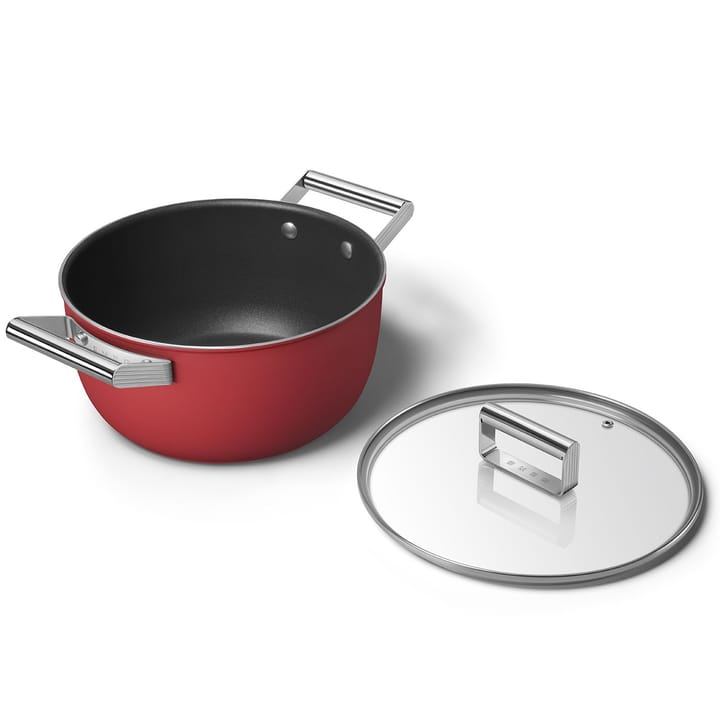 SMEG 50's Style gryte med lokk Ø 24 cm , Rød Smeg