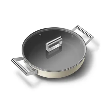 Smeg 50's style keramisk traktørpanne med lokk Ø28 cm - Cream - Smeg