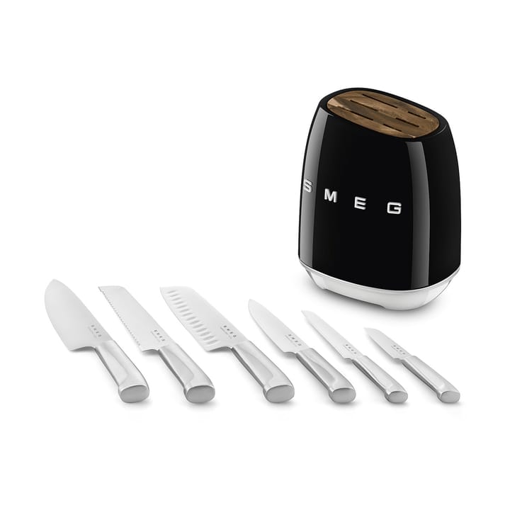 Smeg 50's Style knivsett 7 deler, Black Smeg