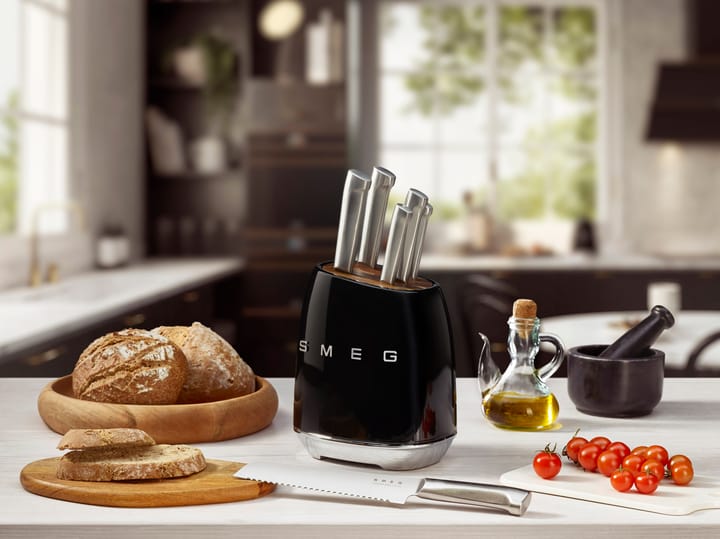 Smeg 50's Style knivsett 7 deler, Black Smeg
