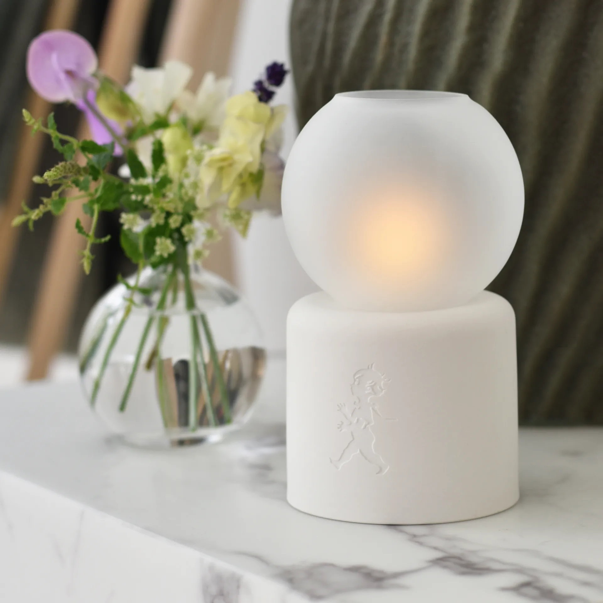 Globe telysholder Ø9,5x17 cm, Hvit Solstickan Design