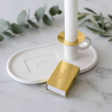 Kammakarlysestake med fyrstikketui - Hvit - Solstickan Design