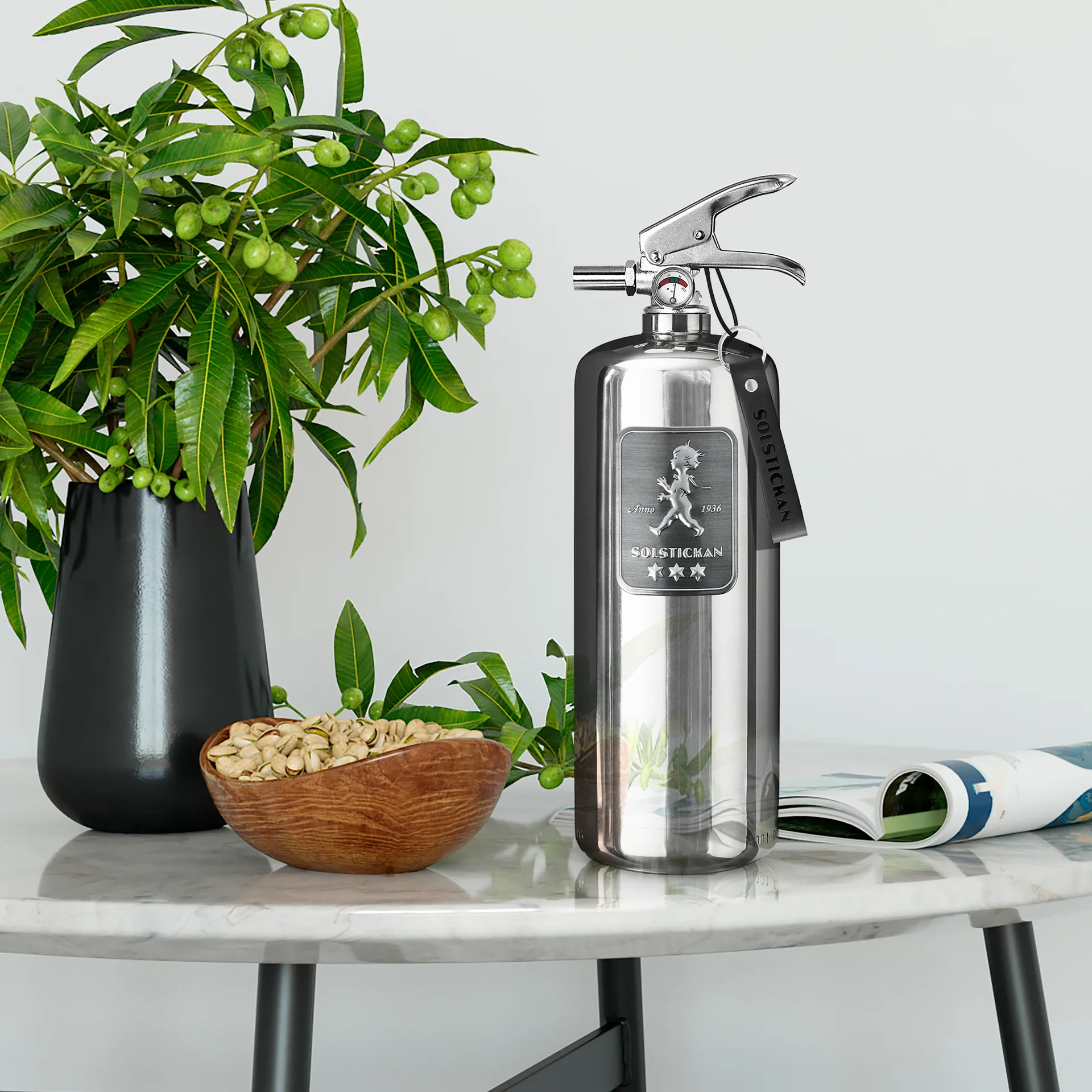 Solstickan brannslukker 2 kg, Design Edition stål Solstickan Design