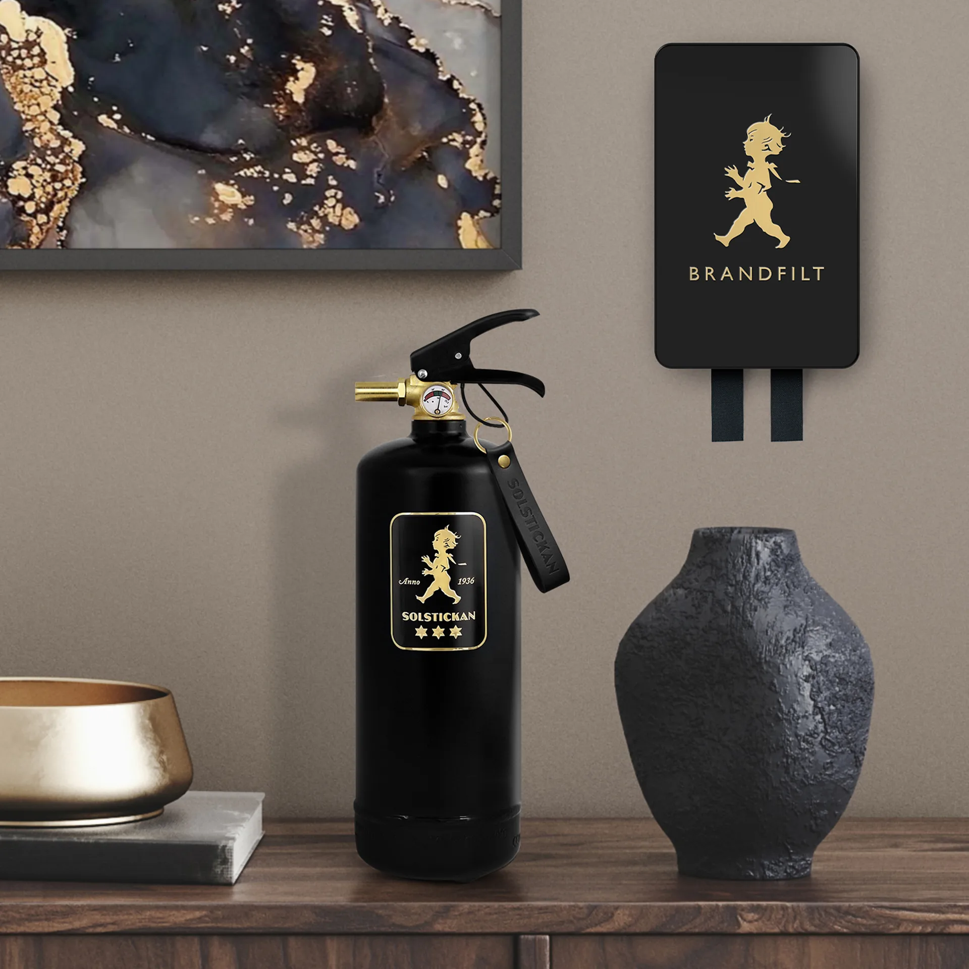 Solstickan brannteppe 16 x 2,7 x 25 cm, Sort-gull Solstickan Design