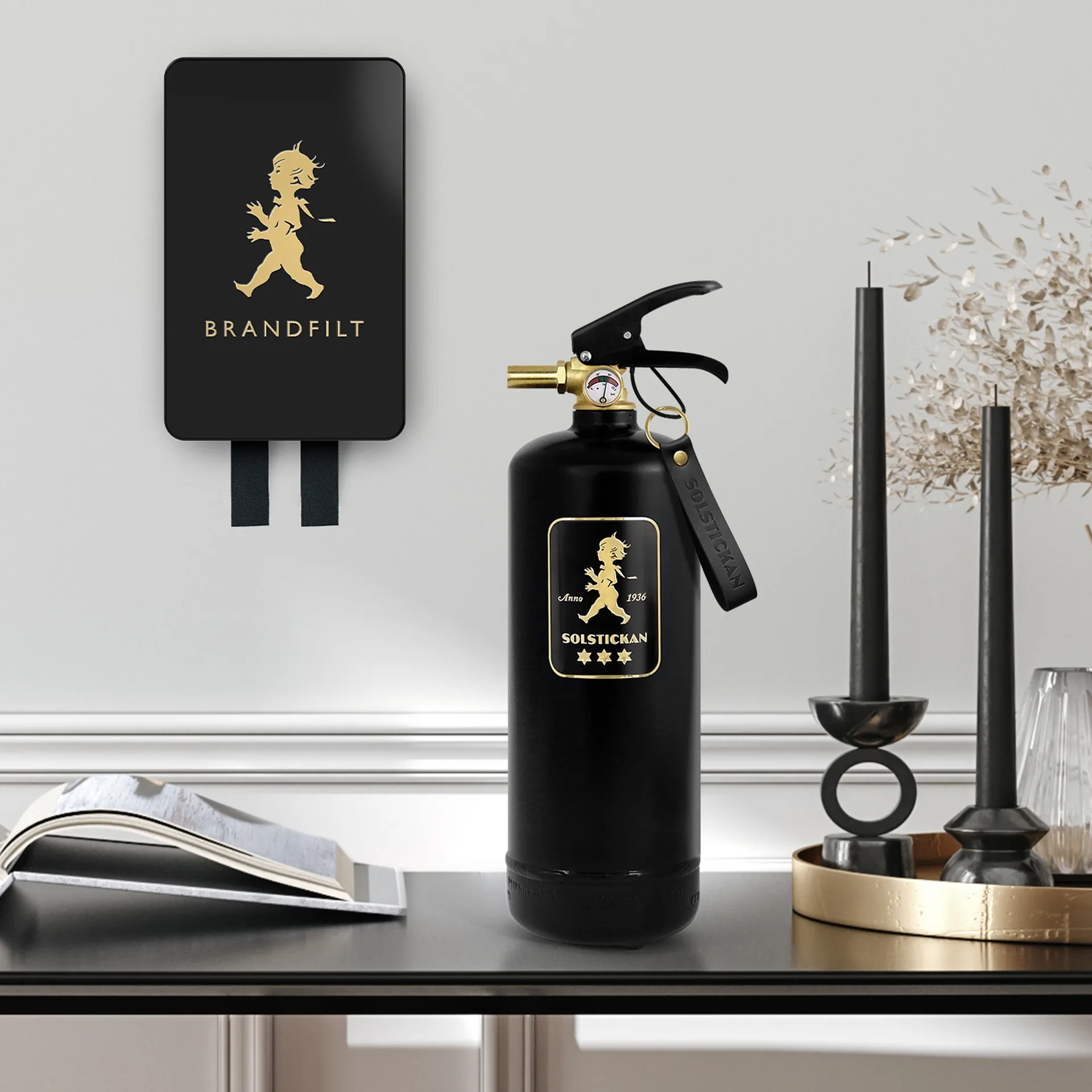 Solstickan brannteppe 16 x 2,7 x 25 cm, Sort-gull Solstickan Design