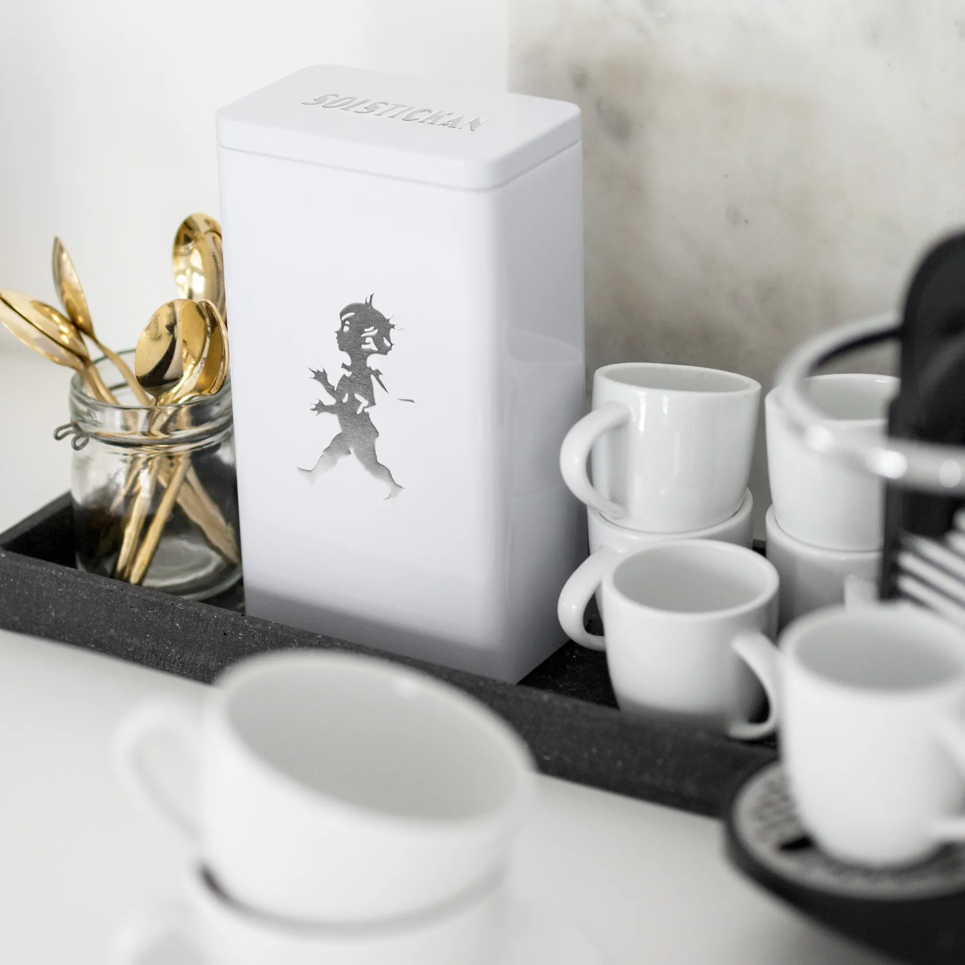 Solstickan kaffeboks 20,5 cm, Høyblank hvit Solstickan Design