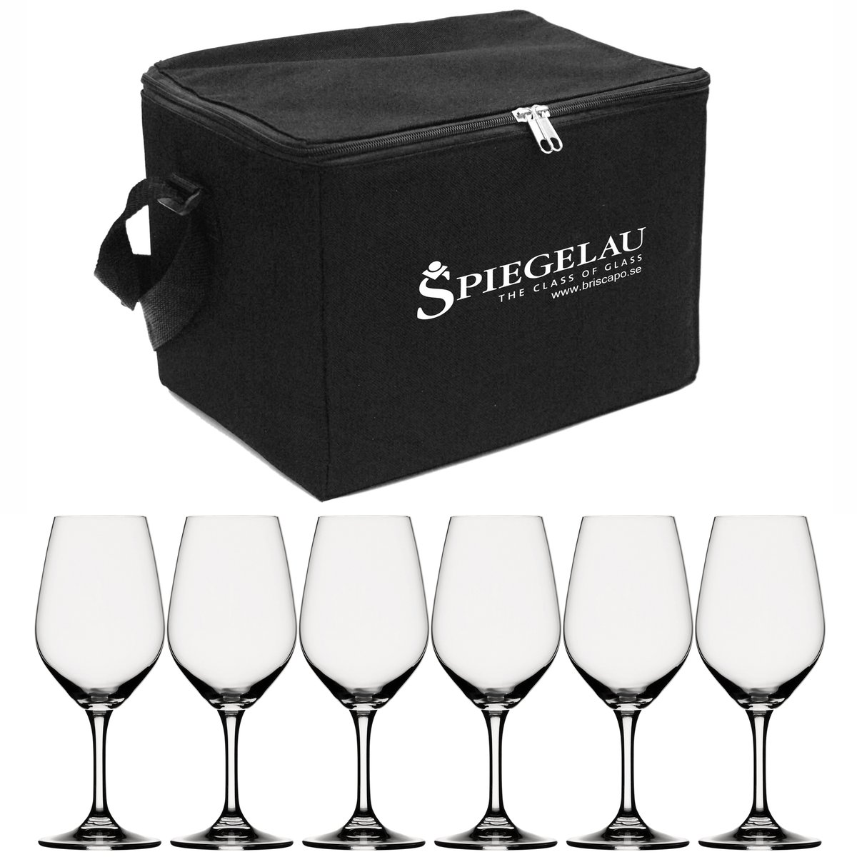 Spiegelau Expert vinglass veske svart inkl 6 vinglass klar