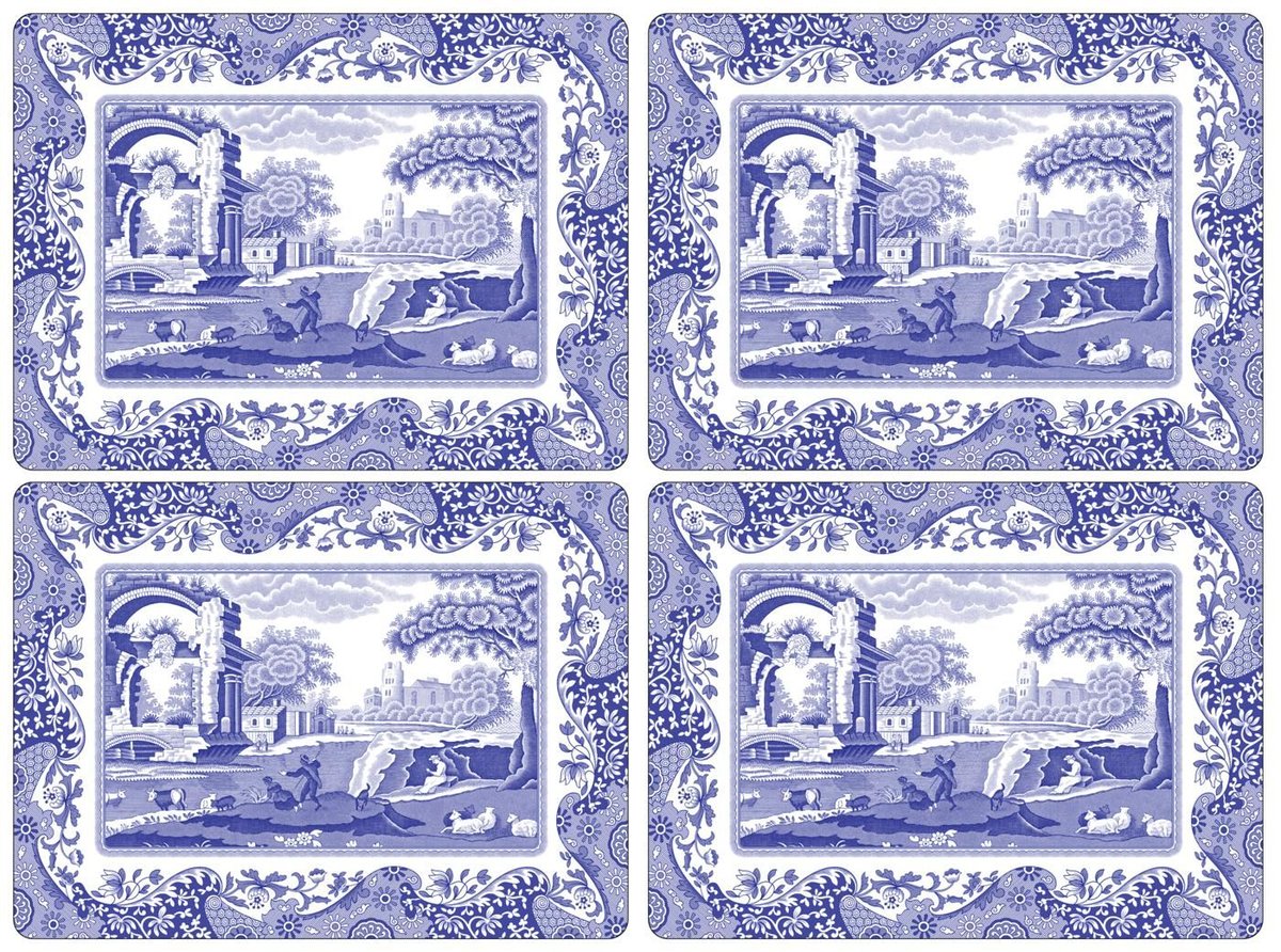 Spode Blue Italian bordbrikker 4-pakning Blå-hvit | Skandinavisk Design | Spisebrikker | Blå