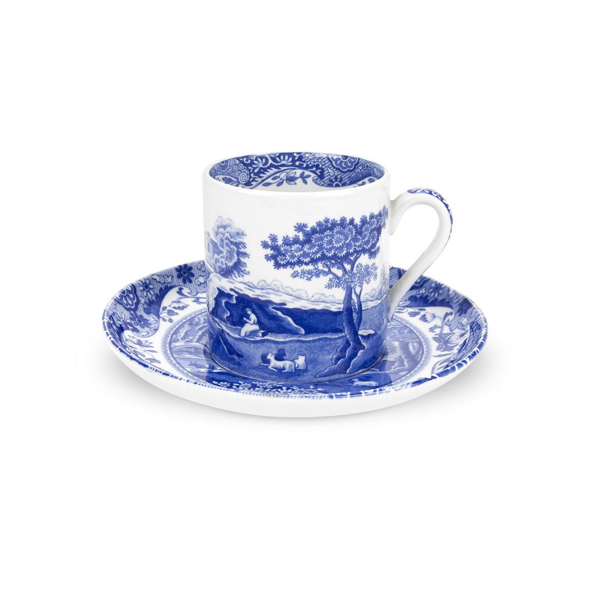 Spode Blue Italian kaffekopp med skål 9 cl
