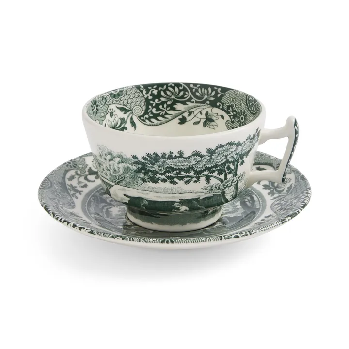 Heritage Green Italian kopp med fat - Grønn, 0,2 L - Spode