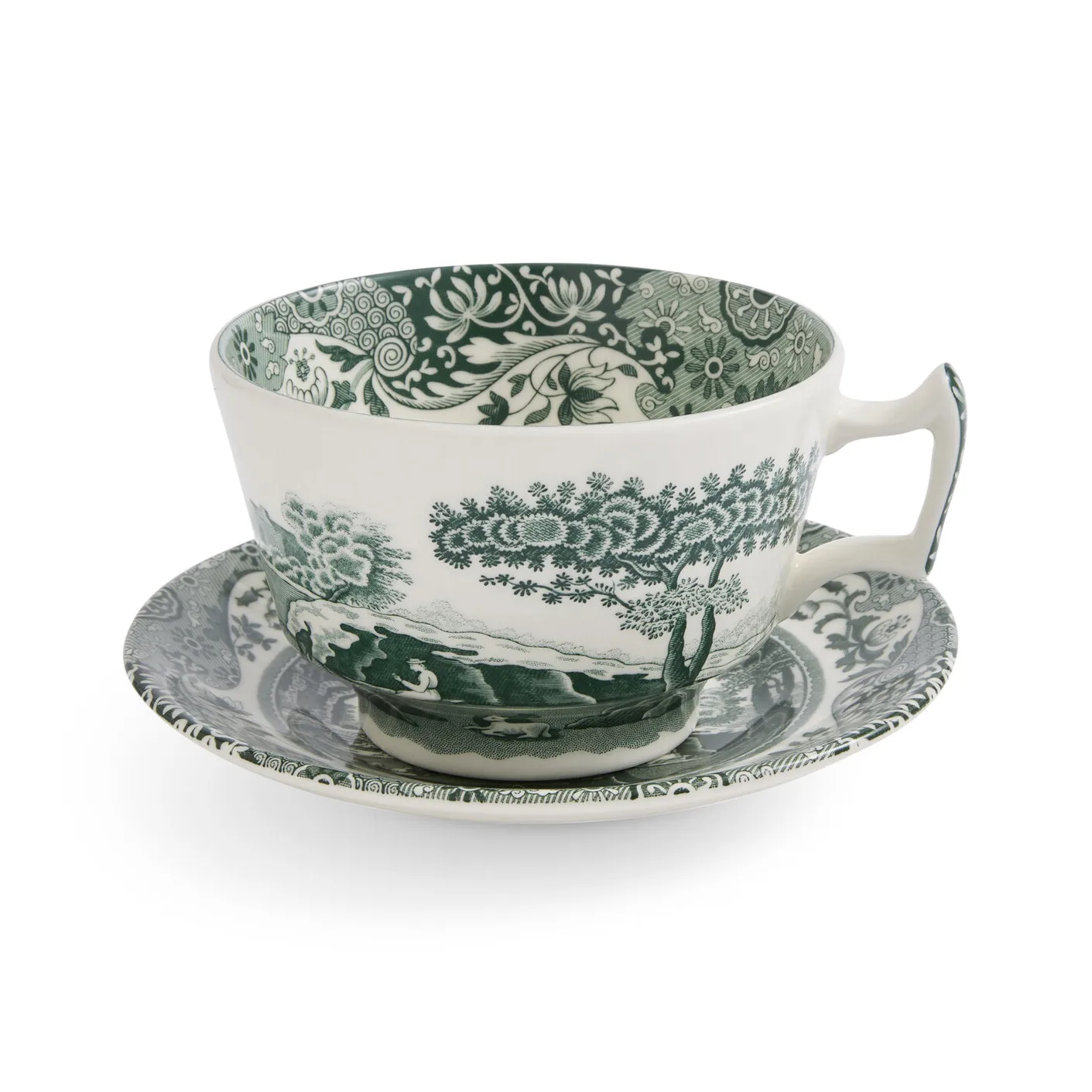 Heritage Green Italian kopp med fat, Grønn, frokost, 0,28 L Spode
