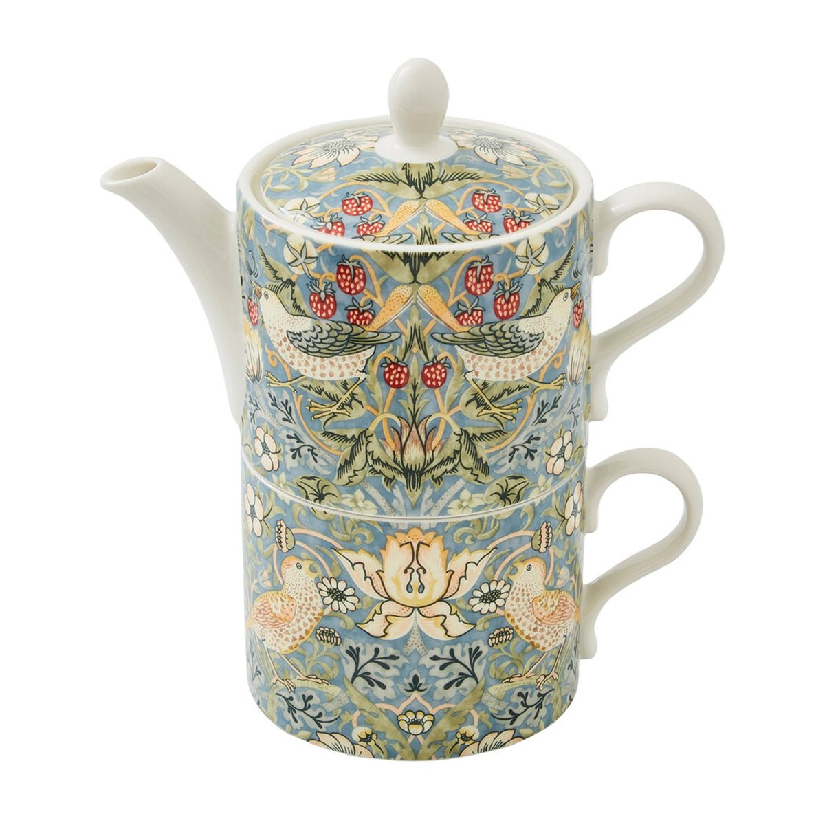Spode Strawberry Thief tekanne og tekopp Multi