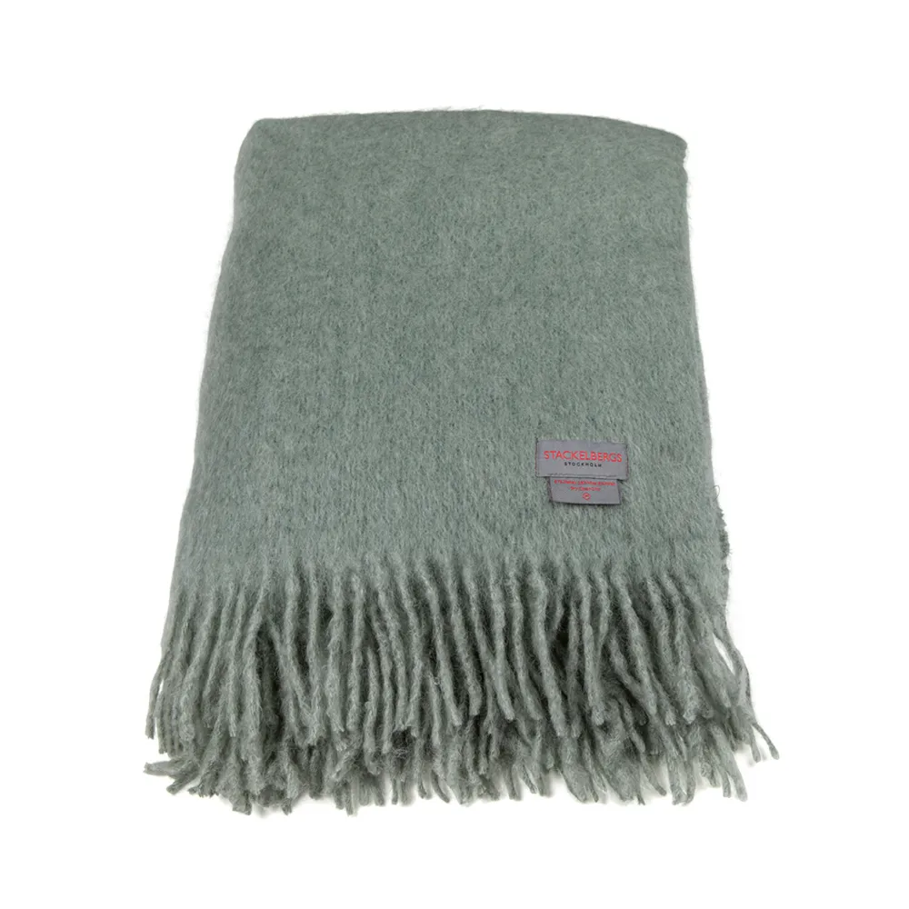 Mohair pledd, sea foam & green bay melange Stackelbergs