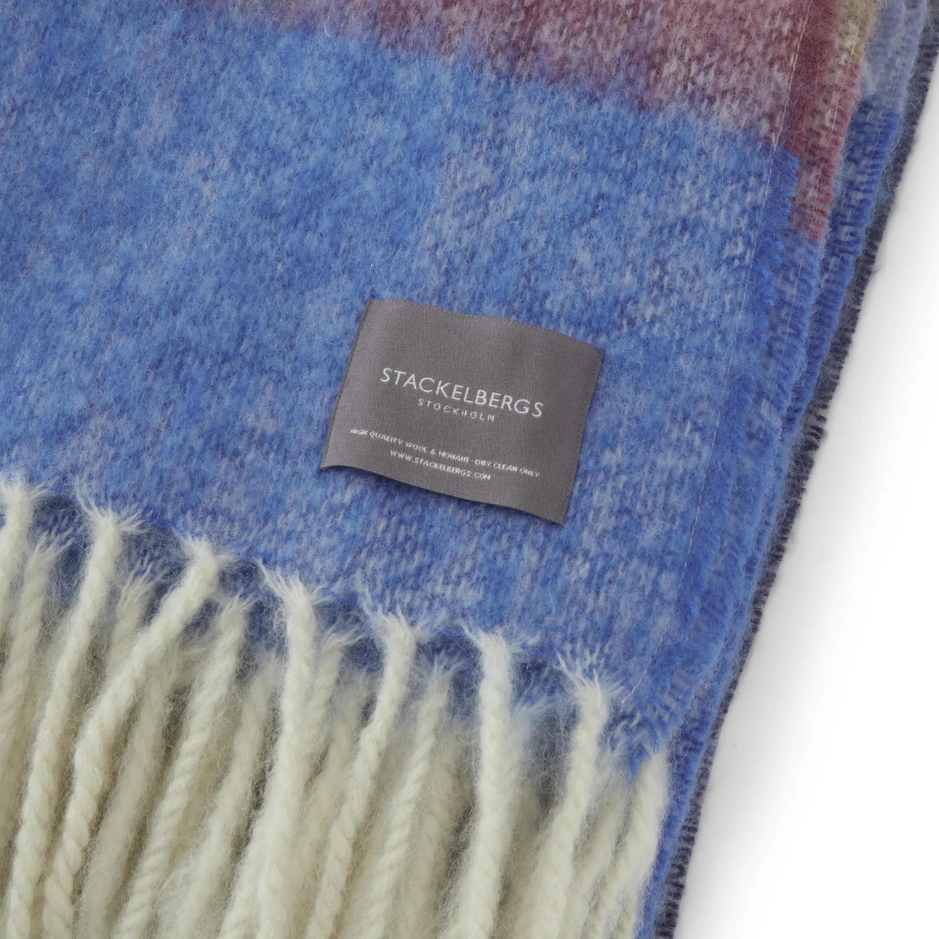 Mohair pledd, Stripe Blue, Azur & Camel Stackelbergs