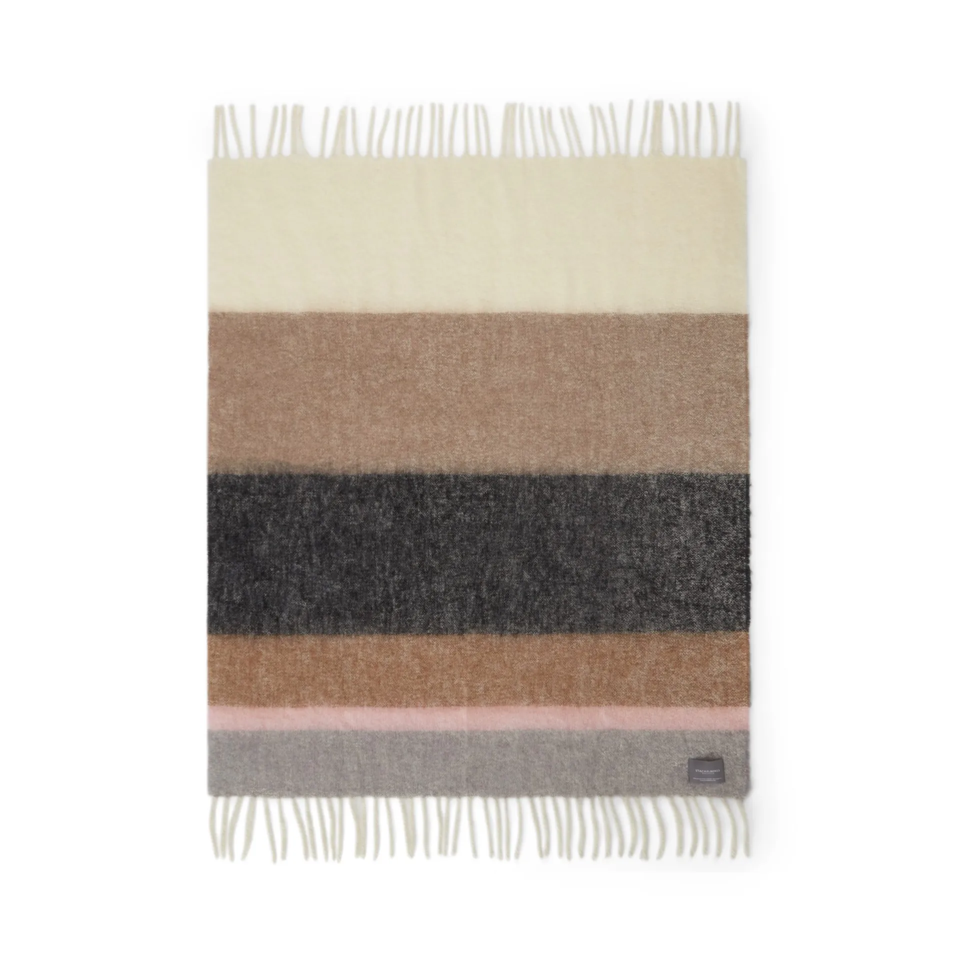 Mohair pledd, Stripe Brown, Black & Rose Stackelbergs