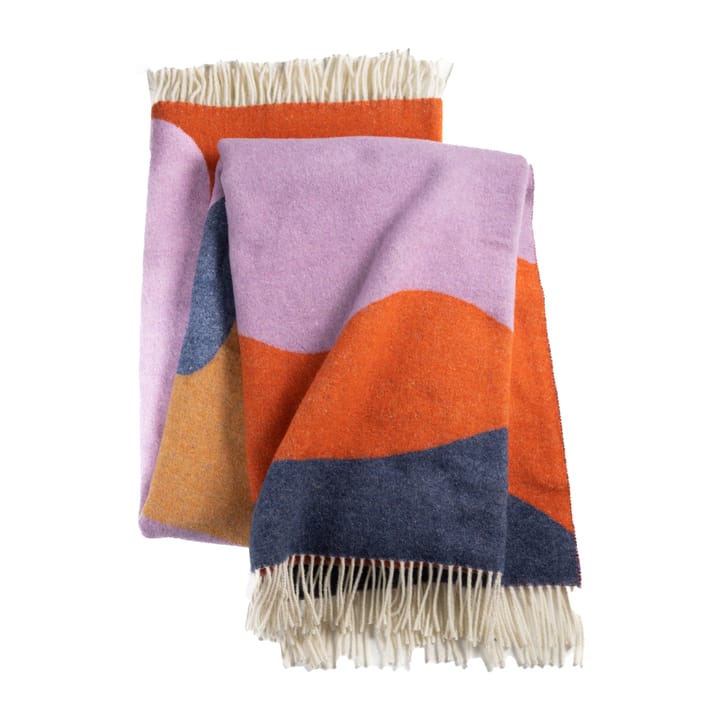 Wave pledd - Coral, ocra, blue & lilac - Stackelbergs
