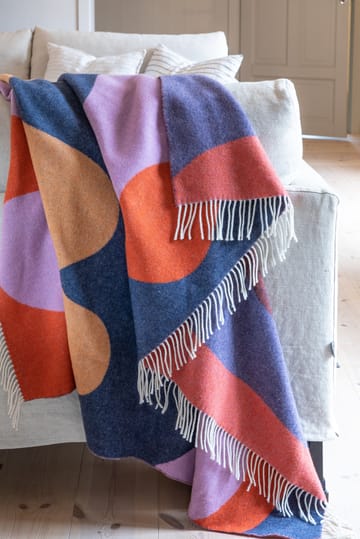 Wave pledd - Coral, ocra, blue & lilac - Stackelbergs