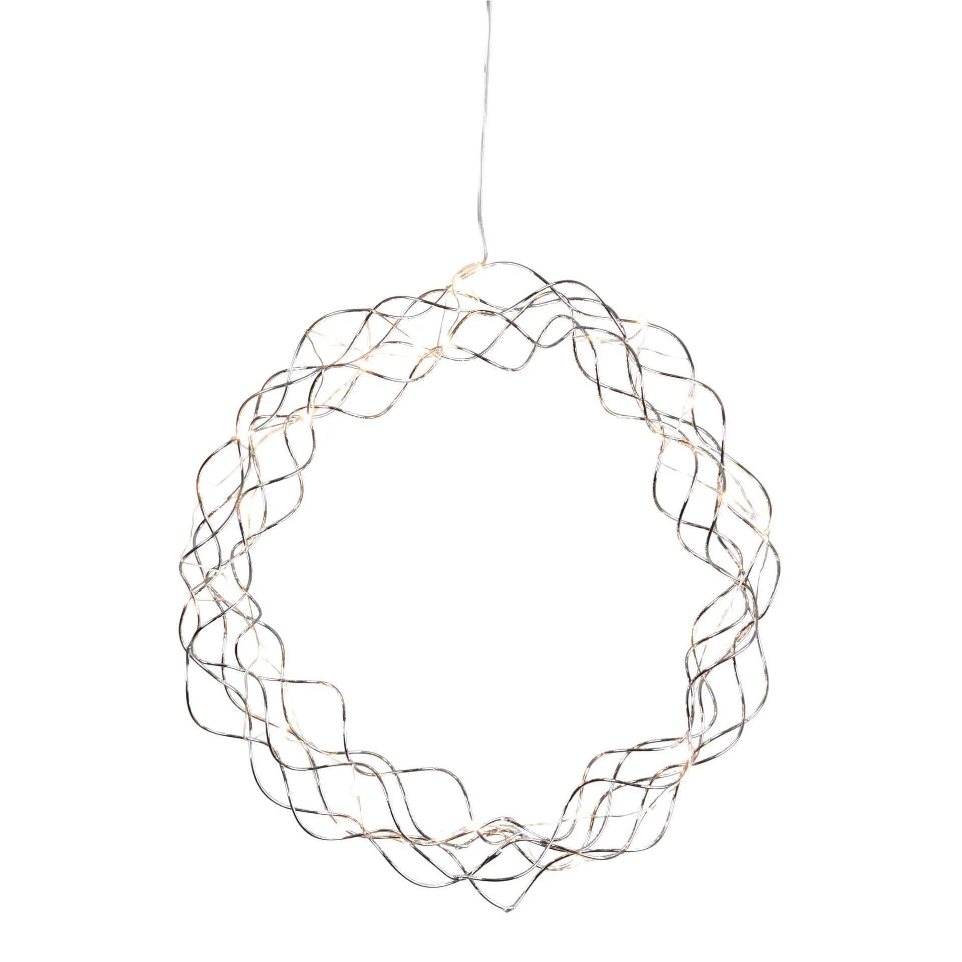Curly krans med LED-lys 30 cm, krom Star Trading
