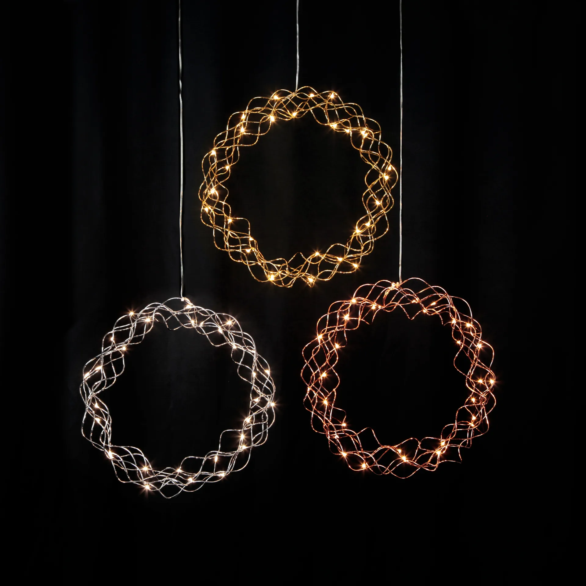 Curly krans med LED-lys 30 cm, Messing Star Trading