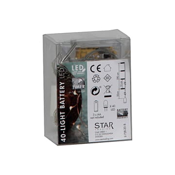 Dew Drop lysslynge LED batteri - 3 m, sølvtråd - Star Trading