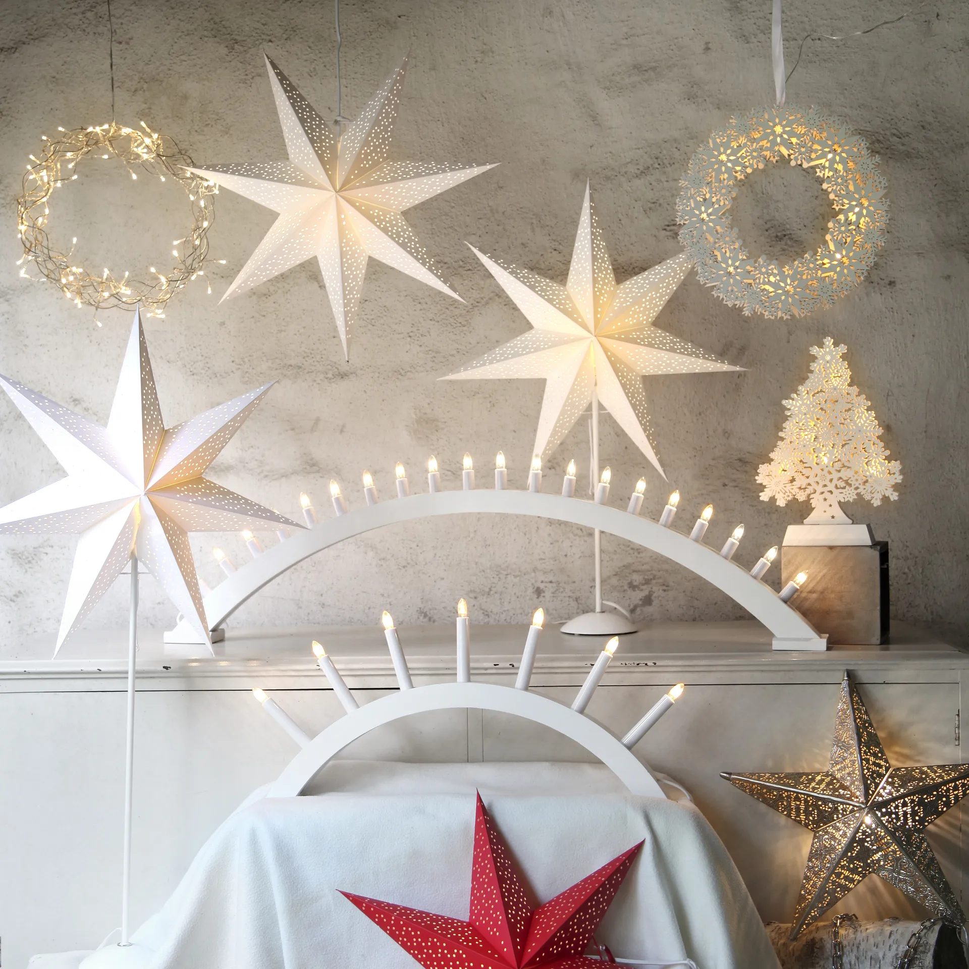 Dot adventsstjerne 54 cm, Hvit Star Trading