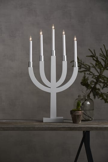Elias adventsslysestake - Hvit-sølv - Star Trading