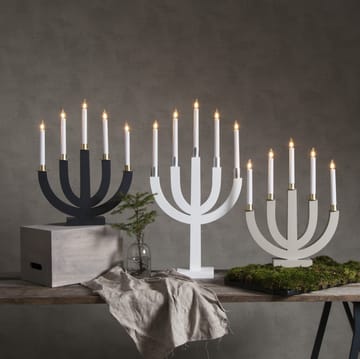 Elias adventsslysestake - Hvit-sølv - Star Trading