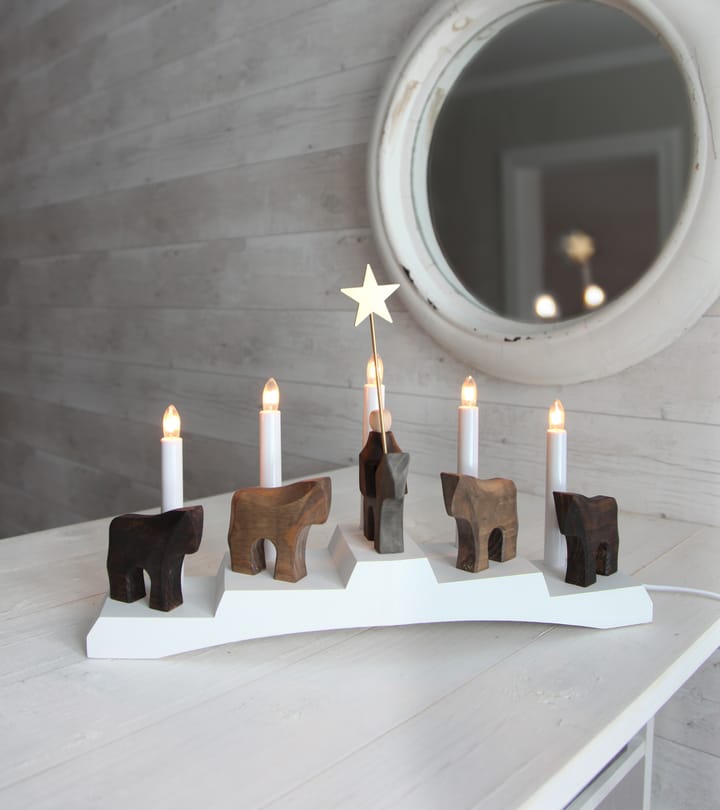 Staffans fålar adventslysestake 5 pærer, Hvit Star Trading