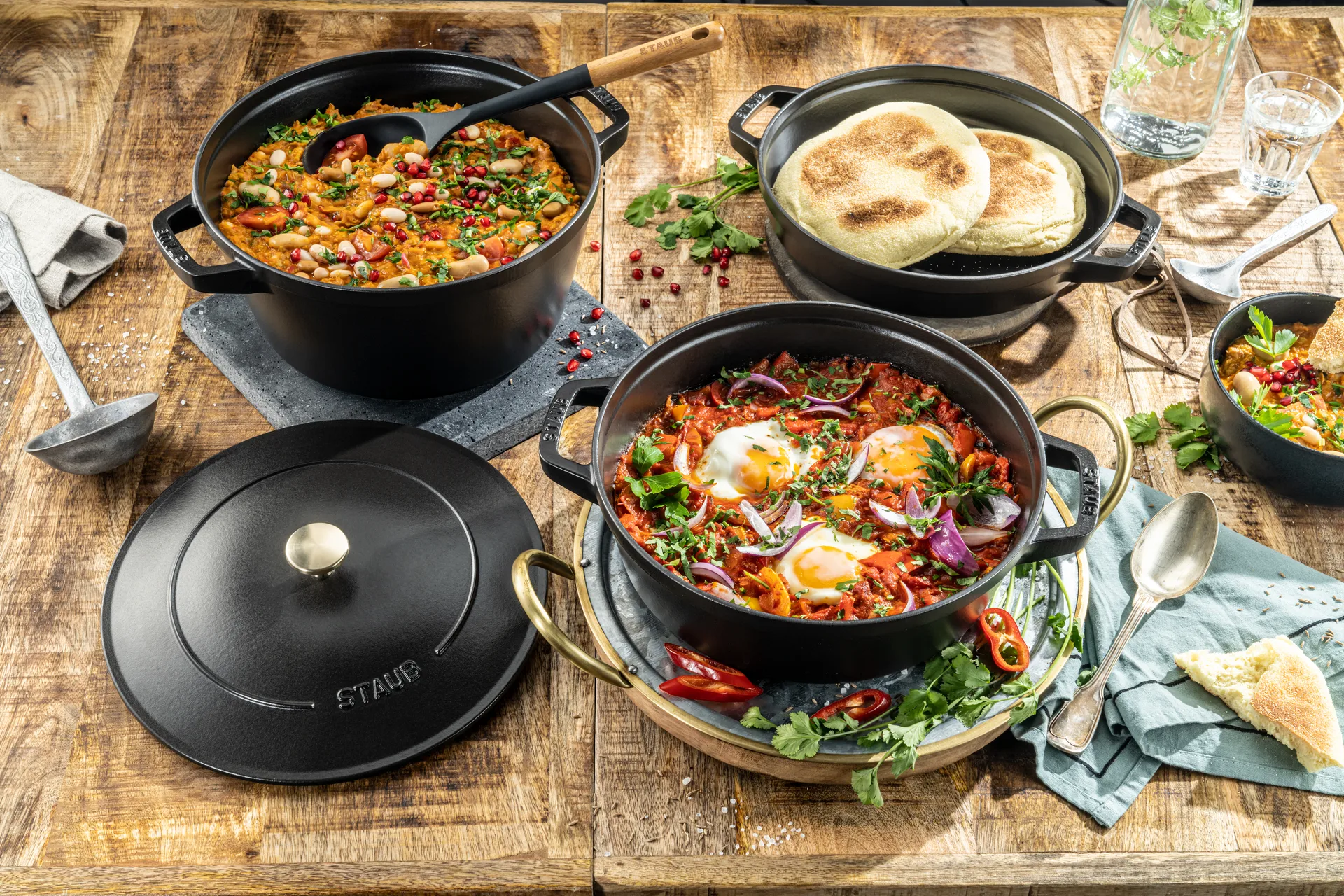 Staub Gryte & kasserollesett stablebare 5 deler, Svart STAUB