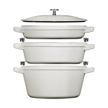 Staub Gryte & kasserollesett stablebare 5 deler - White truffle - STAUB