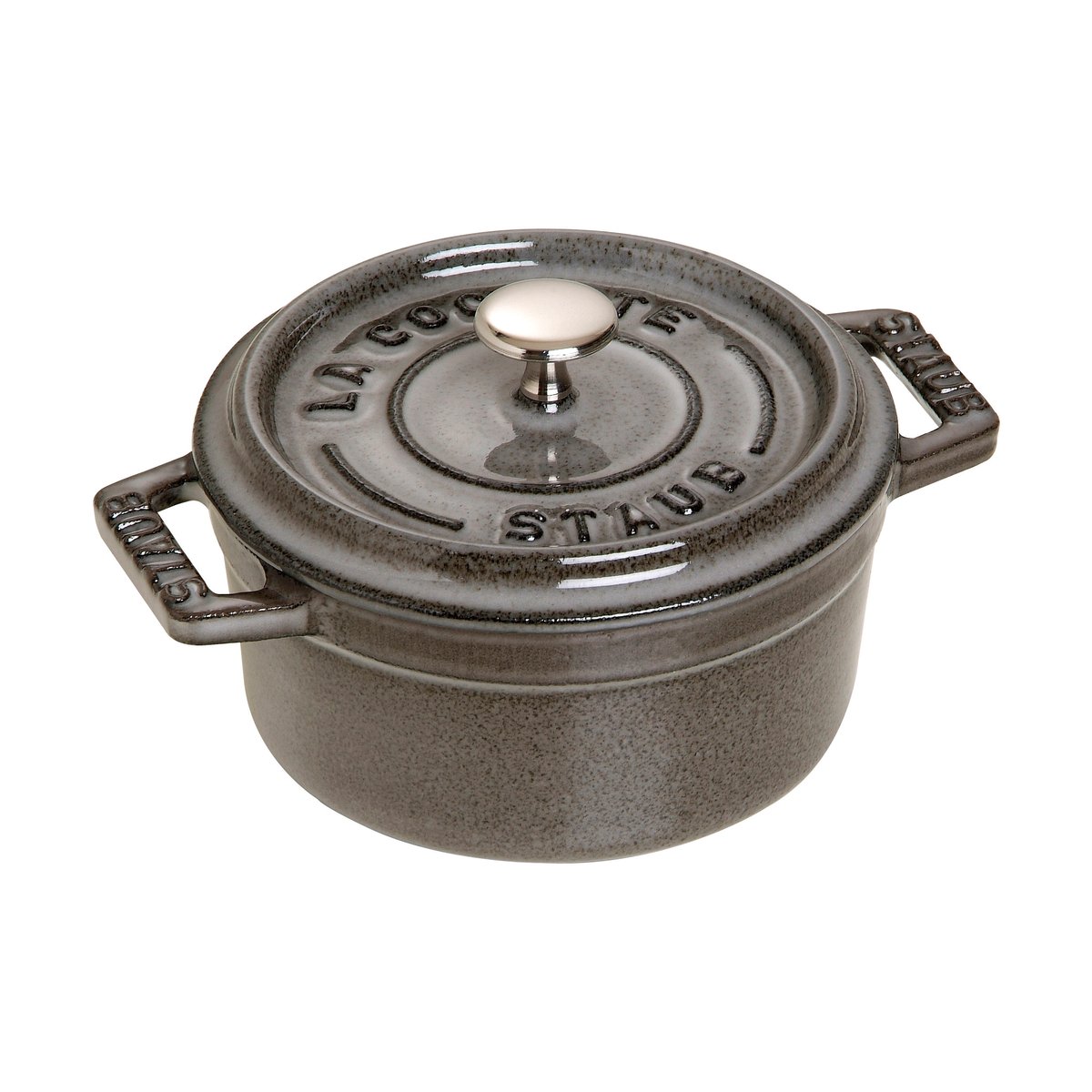 Staub La Cocotte rund gryte støpejern 0,25 L Grafittgrå
