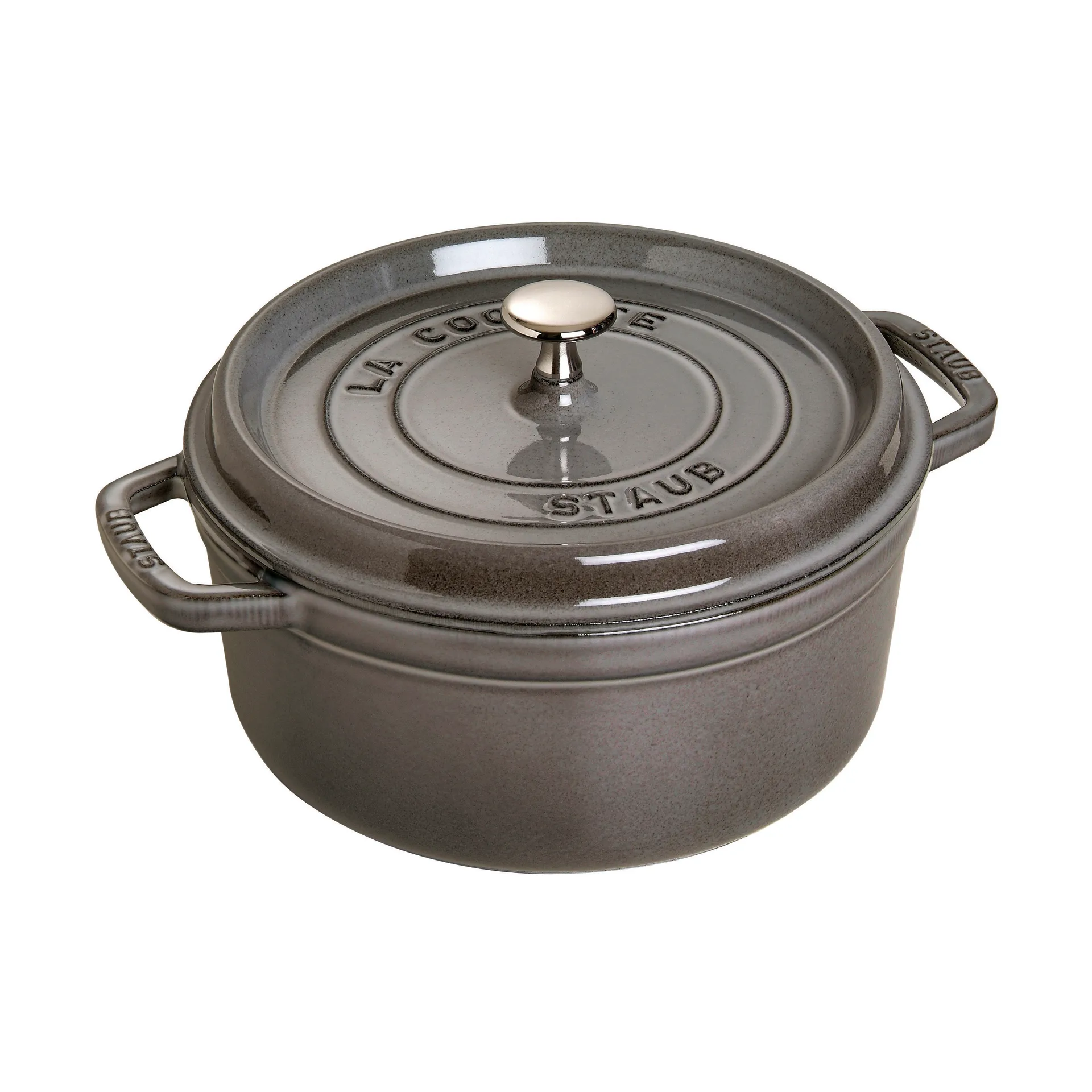 Staub La Cocotte rund gryte støpejern 1,7 L, Grafittgrå STAUB