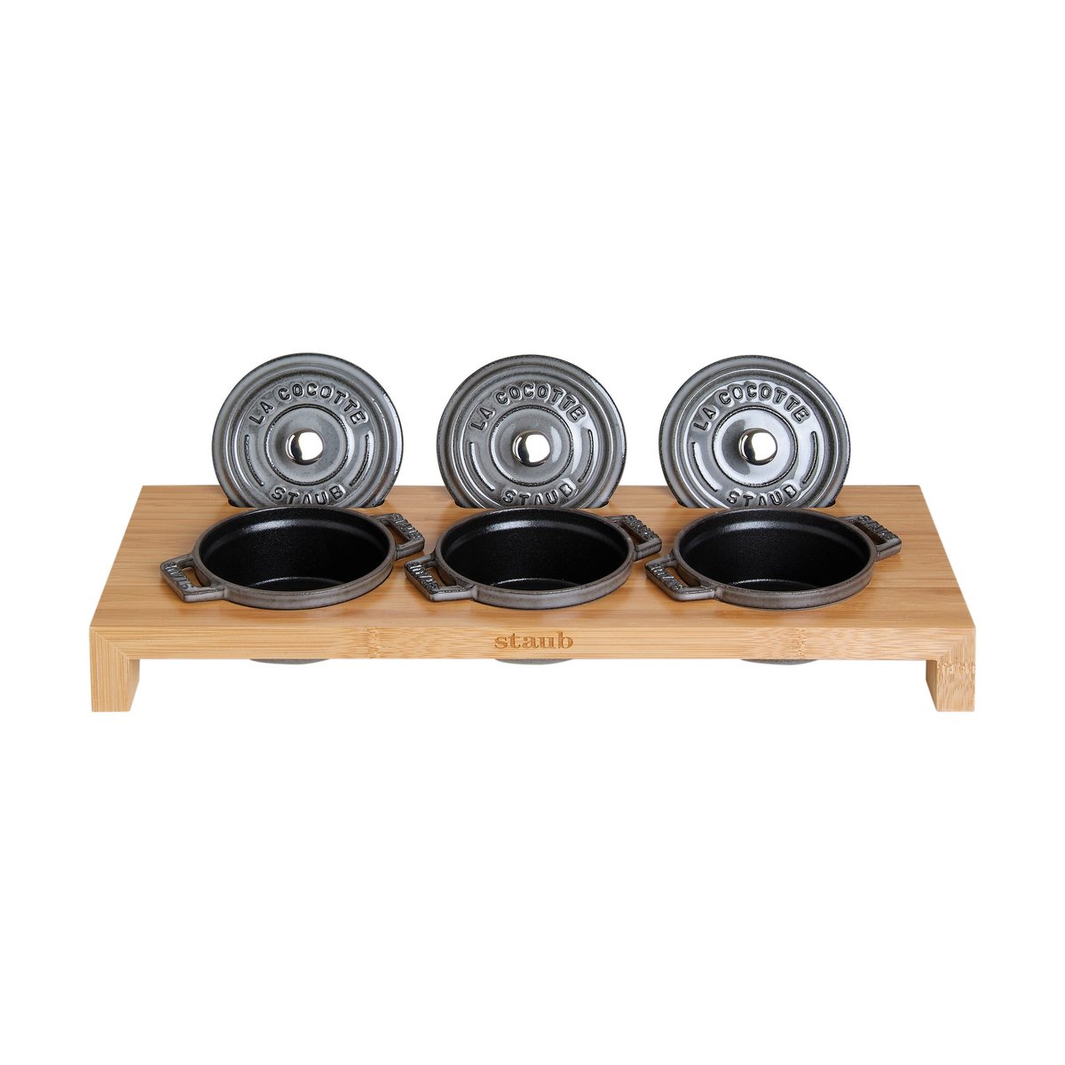 STAUB Staub serveringsholder til 3 minigryter Bambus