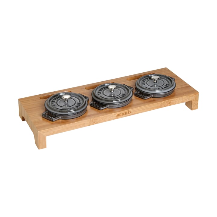 Staub serveringsholder til 3 minigryter, Bambus STAUB