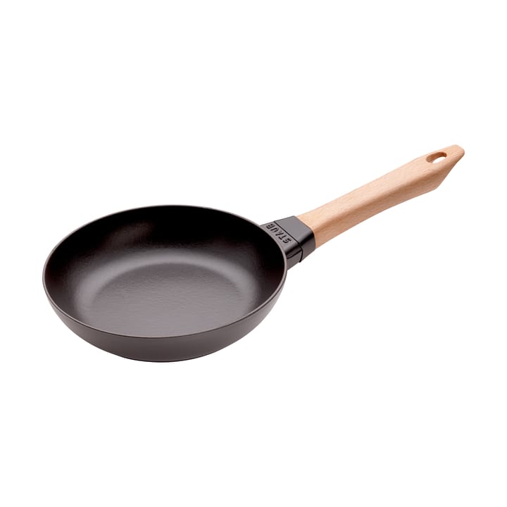 Staub stekepanne støpejern svart lyst trehåndtak - Ø20 cm - STAUB