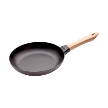 Staub stekepanne støpejern svart lyst trehåndtak - Ø24 cm - STAUB