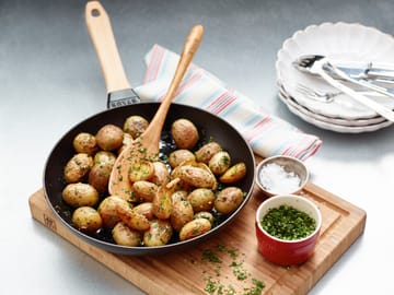 Staub stekepanne støpejern svart lyst trehåndtak - Ø26 cm - STAUB