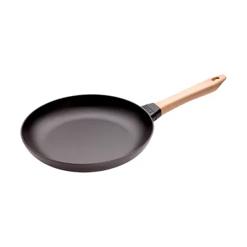 Staub stekepanne støpejern svart lyst trehåndtak - Ø28 cm - STAUB