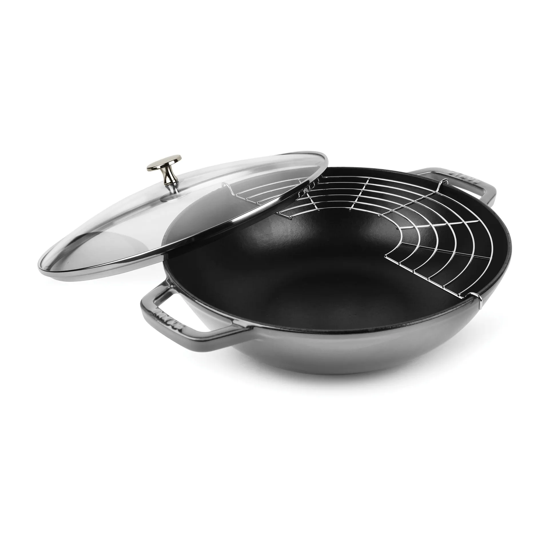 Wok med glasslokk Ø30 cm 4,4 L, Grå STAUB