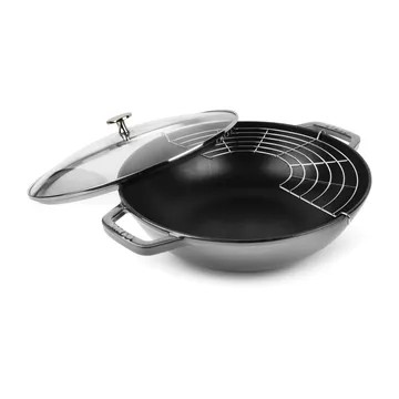 Wok med glasslokk Ø30 cm 4,4 L - Grå - STAUB