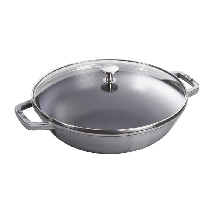 Wok med glasslokk Ø37 cm 5,7 L - Grå - STAUB