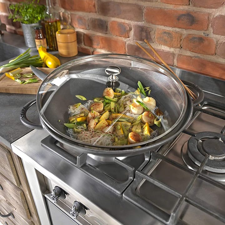 Wok med glasslokk Ø37 cm 5,7 L - Grå - STAUB