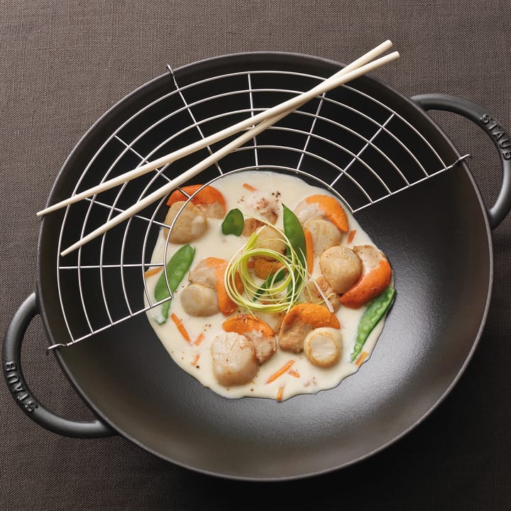 Wok med glasslokk Ø37 cm 5,7 L, Svart STAUB